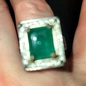 18k Large Emerald Diamond Ring
